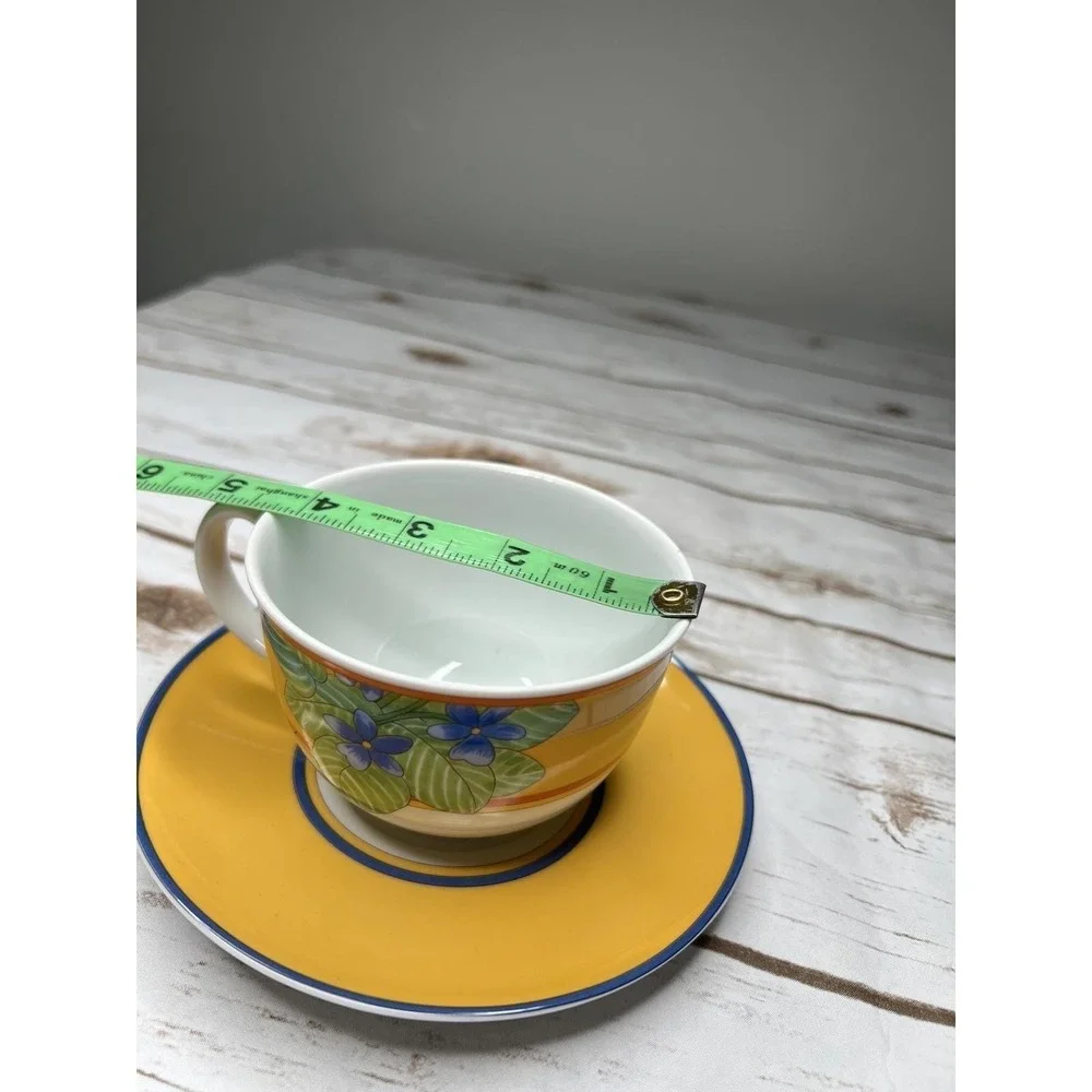 Vista Alegre Danubian Made in Portugal Floral Yellow‎ Tea Cup with Saucer